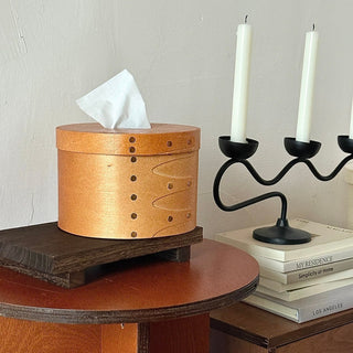 Shaker Box Natural Round Tissue Case  Wood