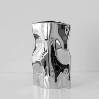 Silver color tall ceramic flower vase