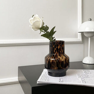 Leopard print glass flower vase