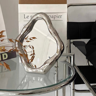 Silver nuance frame mirror tabletop or wall-mounted mirror.