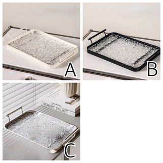Wavy pattern Clear tray with handle for storage