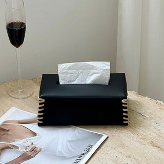 Side Stitch Faux Leather Tissue Case
