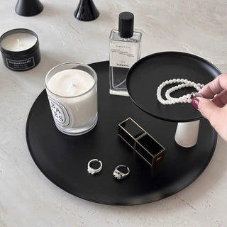 Monochrome Movable Two-Tier Round Tray  Storage