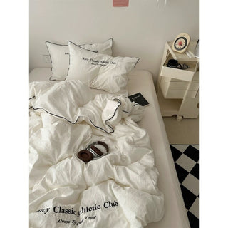 Plain Piping Lettering Duvet Cover Set