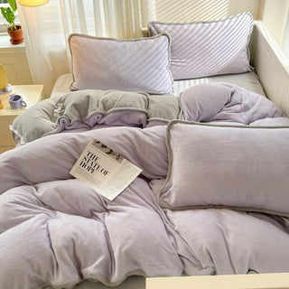 Velvet Two-Tone Solid Color Winter Duvet Cover Set 2 Sizes