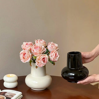Monochrome Plump Ceramic Flower Vase