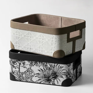 Leather Jacquard Storage Box  Basket Accessory Case