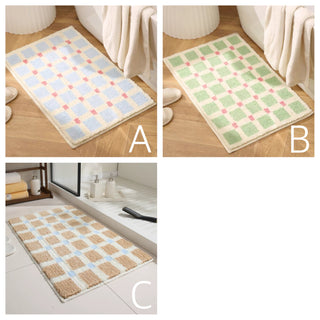 Colorful Grid Absorbent Bath Mat  50 x 80 cm Door Mat Entrance Mat Non-Slip