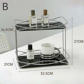 Stainless Steel Cross Frame Two-Tier Storage Rack   Cosmetic Storage
