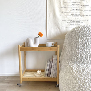 Bamboo Two-Tier Storage Rack with Casters Side Table