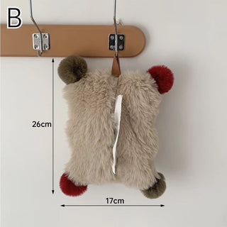 PomPom Faux Fur Tissue Case   Hanging Cover