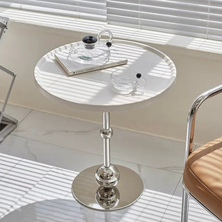 Silver Leg Round Side Table White