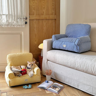 Checkered pattern small pet sofa for dogs and cats pet bed pet supplies pet cushion washable.