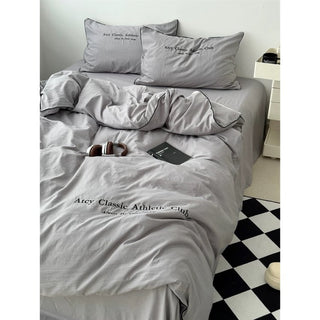 Plain Piping Lettering Duvet Cover Set