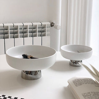 Ceramic Silver Tray with Legs 2 Sizes  Small Item Storage