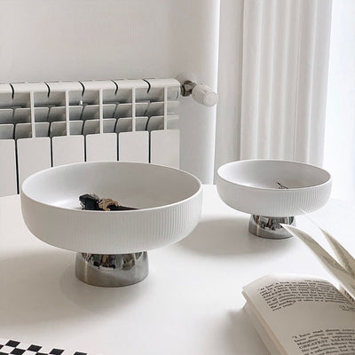 Ceramic Silver Tray with Legs 2 Sizes  Small Item Storage