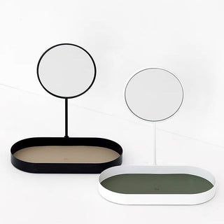 Round Storage Tray with Mirror   Small Item Organizer with Mirror