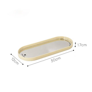 Oval-shaped mirror trayin  accessory storage