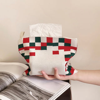 Mosaic Pattern Knit Tissue Case   Hanging Type