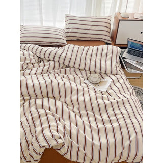 Brown Stripe Duvet Cover Set  Bed Cover