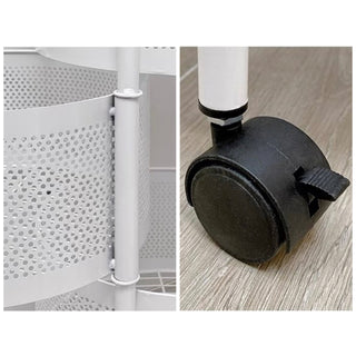 Castered Round Storage Wagon White Side Table