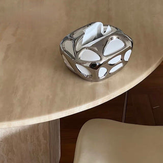 Ceramic Metallic Silver White Tissue Case