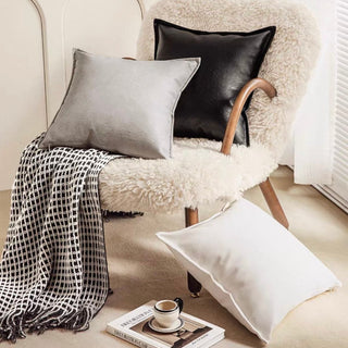 Rich Faux Leather Monotone Cushion Cover  45 x 45 cm