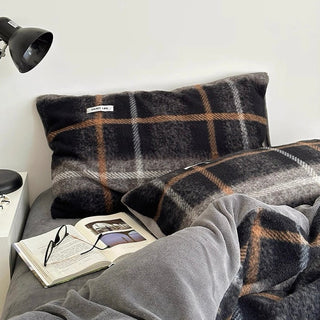 Gray Mix Retro Check Pattern Duvet Cover Set 2 Sizes  Winter Thick Bed Cover Bedding Cover