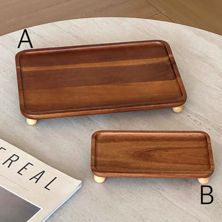 Legged Acacia Wood Rectangular Tray 2 Sizes  Accessory Tray