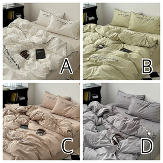 Plain Piping Lettering Duvet Cover Set