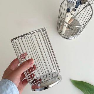 Stainless steel silver brush stand pen holder cutlery