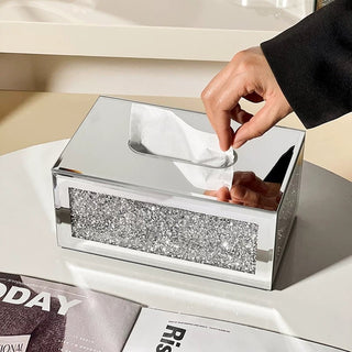 Luxury Glitter Mirror Tissue Case Mirror Silver