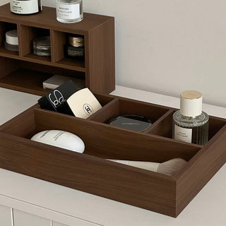 Thin Wood Divider Shallow Storage Box Cosmetics Small Item Tray