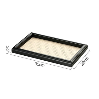 Intrecciato Rectangular Wood Frame Leather Tray