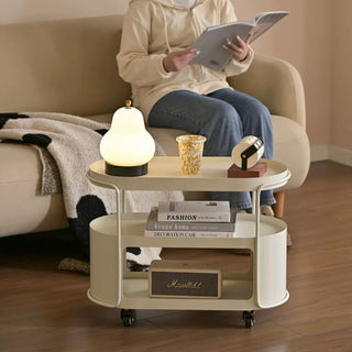 Castered Oval Iron Open Storage Side Table