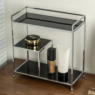 Silver Frame Multi-Tier Storage Display Rack  Monotone Perfume Storage
