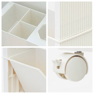 12cm Wide Slim File Wagon with Casters Desk Storage Magazine Rack Multifunctional White