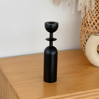Black Wooden Candle Holder Piece Set