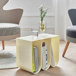 Arch Magazine Rack Storage Side Table Cream