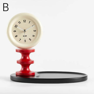 Round Clock with Tray   Table Clock Decorative Object