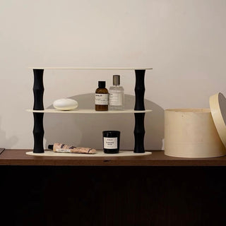 Monochrome Three-tiered storage wood display rack