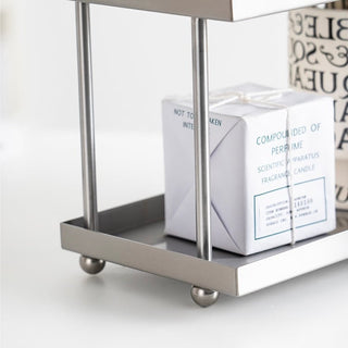 Stainless steel silver simple two-tier display rack cosmetic storage