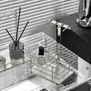 Clear Stripe Pattern Stand Tray  Storage Tray for Small Items