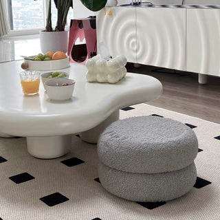 Boucle Round Two-Tier Stool Ottoman Height 22cm