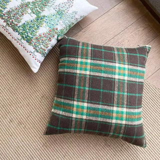 Green tartan check pattern cushion cover 45x45