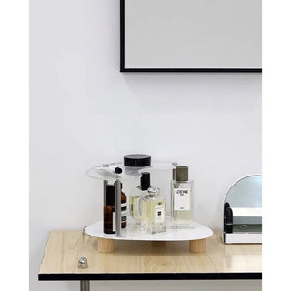 Acrylic Wood Wave Two-Tier Storage Rack  with Tray