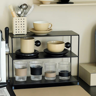Iron Simple Three-Tier Display Rack Black