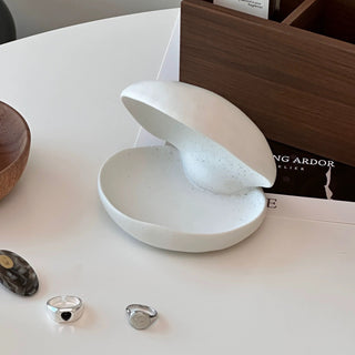 Shell motif natural ceramic accessory tray   perfect for holding small items plates or trays.