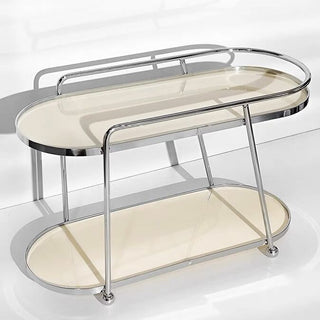 Silver Frame Oval Two-Tier Storage Rack