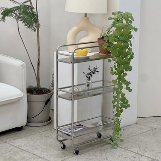 19cm wide Stainless steel slim storage rack wagon with casters